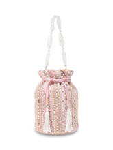 Pearl-Embellished Velvet Drawstring Bag