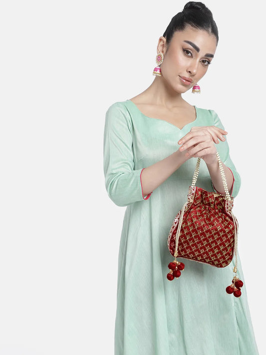 Stylish Glamour Grasp Potli Bag - Maroon