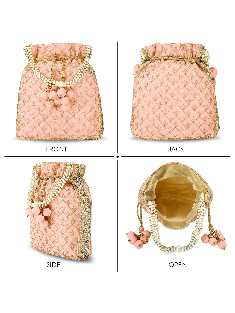 Heritage Embroidered Potli with Pearls