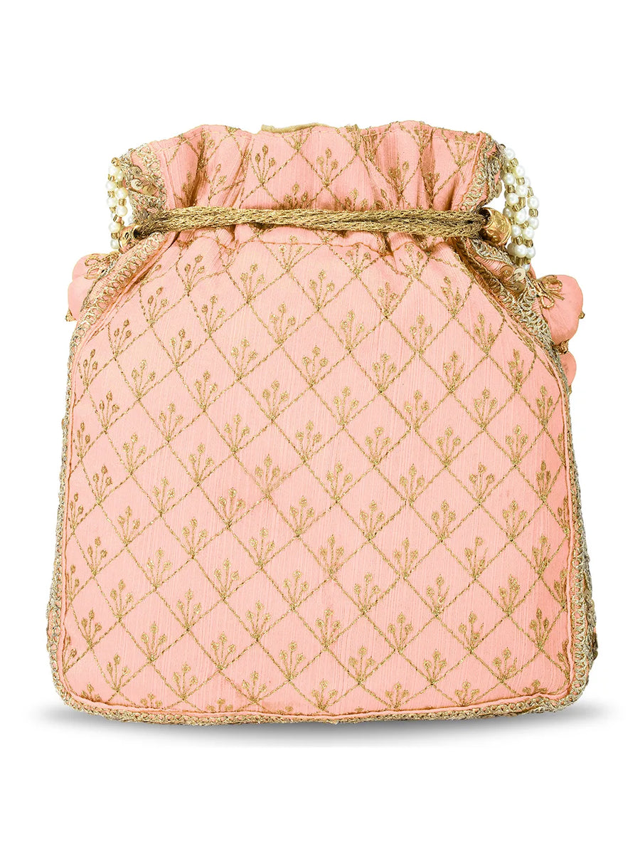 Heritage Embroidered Potli with Pearls