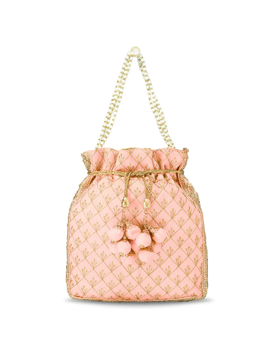 Heritage Embroidered Potli with Pearls