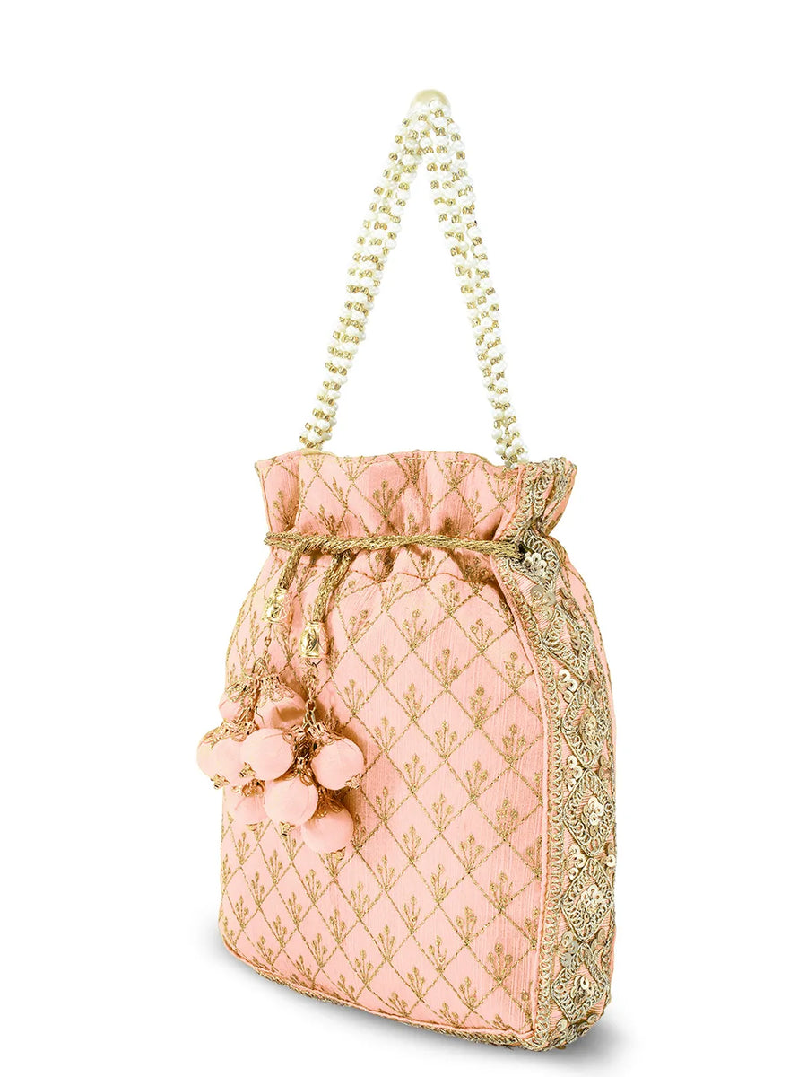 Heritage Embroidered Potli with Pearls