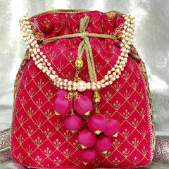 Stylish Glamour Grasp Potli Bag - Rani Pink