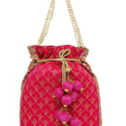 Stylish Glamour Grasp Potli Bag - Rani Pink