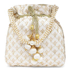 Stylish Glamour Grasp Potli Bag - White