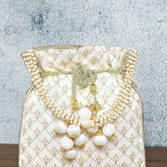 Stylish Glamour Grasp Potli Bag - White
