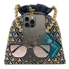 Shine On Studded Stone Potli Bag - Blue