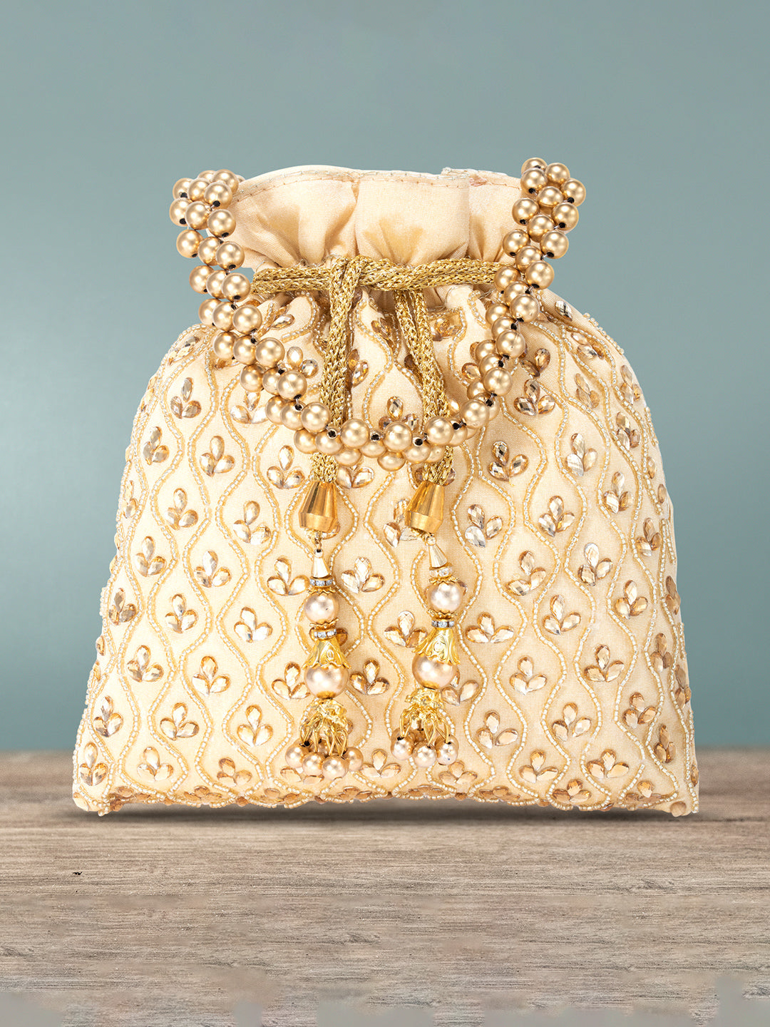 Evening Chic Cream Potli Bag