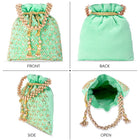 Shine On Studded Stone Potli Bag - Mint