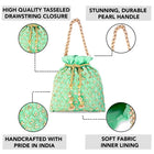 Shine On Studded Stone Potli Bag - Mint