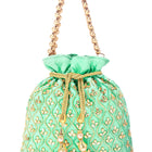 Shine On Studded Stone Potli Bag - Mint