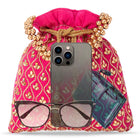 Shine On Studded Stone Potli Bag - Rani Pink