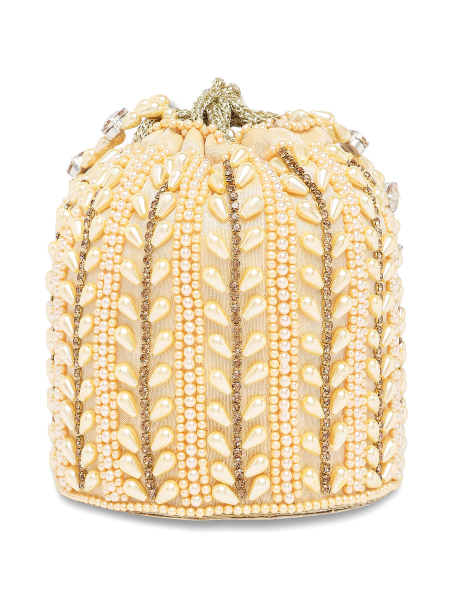 Sparkling Accent Bridal Glam Potli Bag - Rose Gold