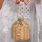 Sparkling Accent Bridal Glam Potli Bag - Champagne