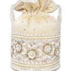 Bling Bliss Sequin-Infused Potli Bag - Cream