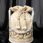 Bling Bliss Sequin-Infused Potli Bag - Cream