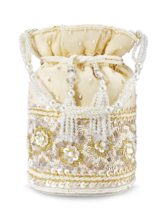 Bling Bliss Sequin-Infused Potli Bag - Gold