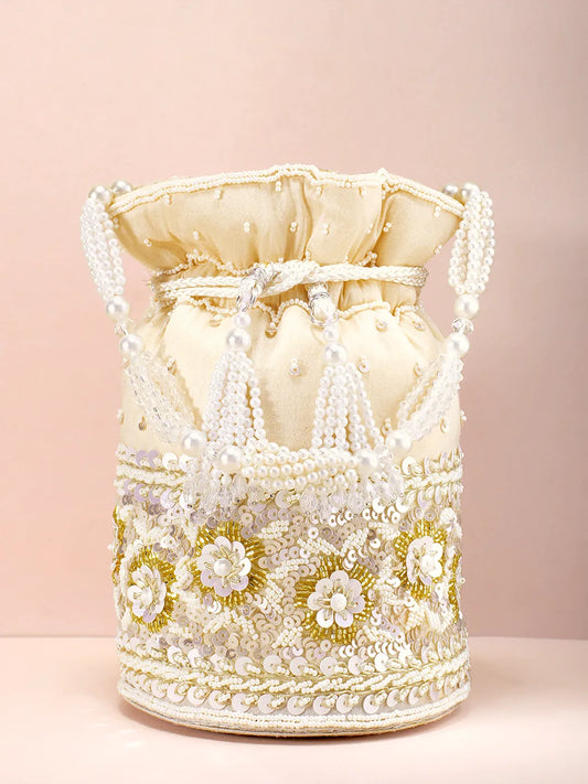 Bling Bliss Sequin-Infused Potli Bag - Gold