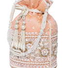 Bling Bliss Sequin-Infused Potli Bag - Peach