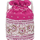 Bling Bliss Sequin-Infused Potli Bag - Rani Pink