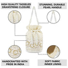 Bling Bliss Sequin-Infused Potli Bag - White