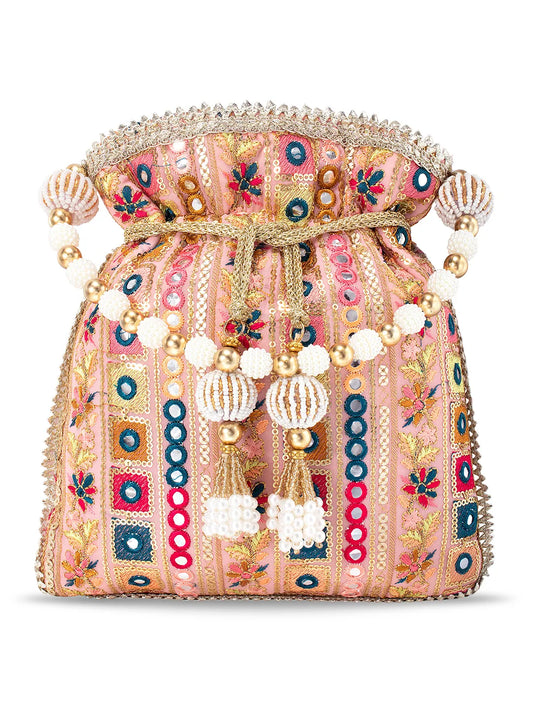 Potli Perfection Elegant Wristlet - Peach