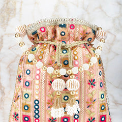 Potli Perfection Elegant Wristlet - Peach