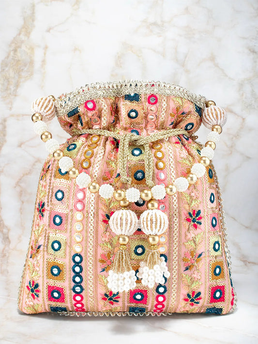 Potli Perfection Elegant Wristlet - Peach