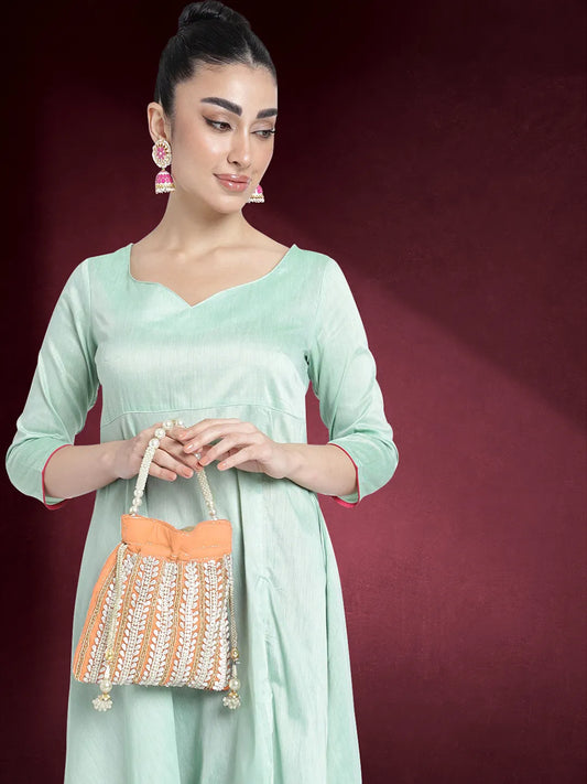 Wedding Bliss Wristlet Potli Bag - Peach