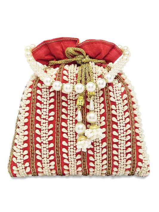 Wedding Bliss Wristlet Potli Bag - Red