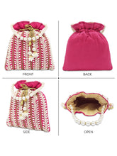 Wedding Bliss Wristlet Potli Bag - Rani Pink