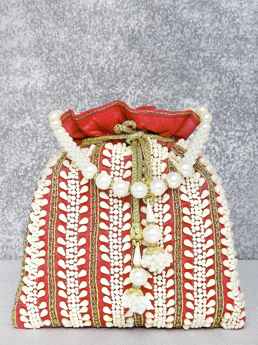 Wedding Bliss Wristlet Potli Bag - Red