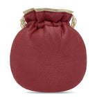 Royal Bloom Embroidered Pearl Potli Bag - Maroon