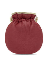Royal Bloom Embroidered Pearl Potli Bag - Maroon