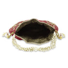 Royal Bloom Embroidered Pearl Potli Bag - Maroon