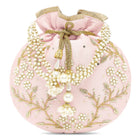 Royal Bloom Embroidered Pearl Potli Bag - Pink