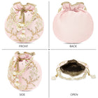 Royal Bloom Embroidered Pearl Potli Bag - Pink