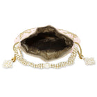 Royal Bloom Embroidered Pearl Potli Bag - Pink