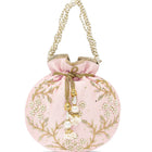 Royal Bloom Embroidered Pearl Potli Bag - Pink