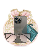 Royal Bloom Embroidered Pearl Potli Bag - Pink