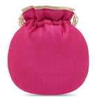 Royal Bloom Embroidered Pearl Potli Bag - Rani Pink