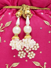 Royal Bloom Embroidered Pearl Potli Bag - Rani Pink