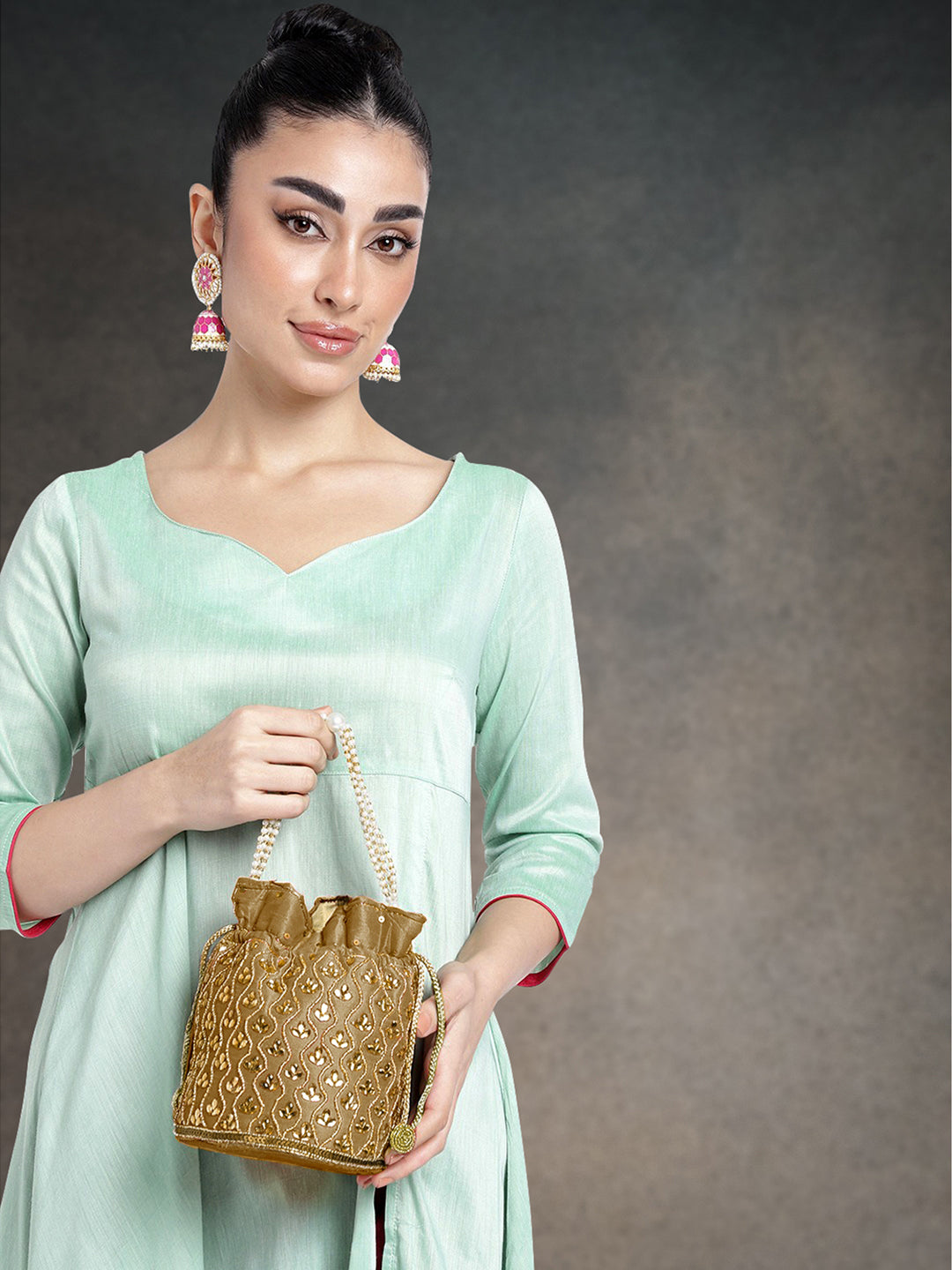 Starry Glam Stones Brown Potli Bag