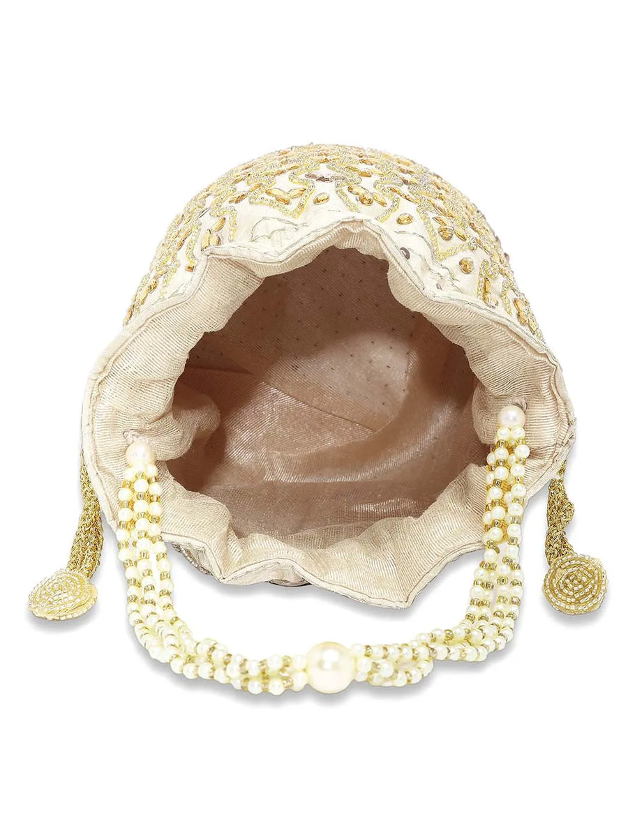 Chic Potli Bag for Fashion Brides - Cream