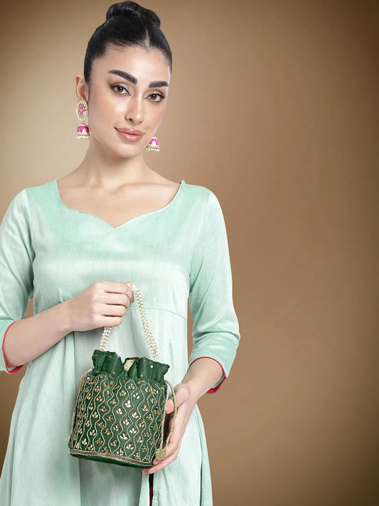 Chic Potli Bag for Fashion Brides - Green