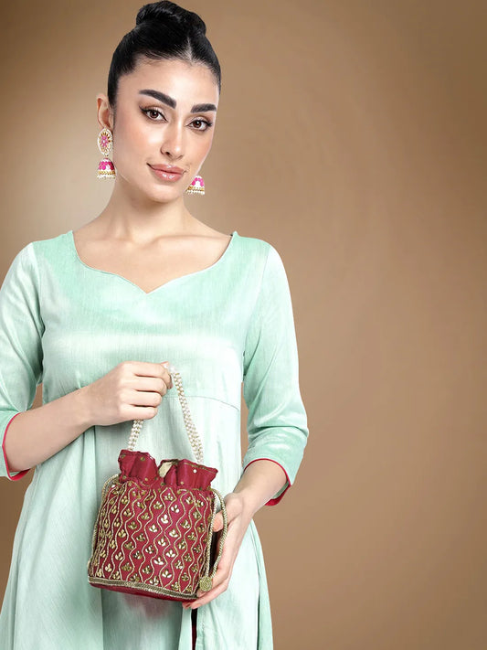 Chic Potli Bag for Fashion Brides - Maroon