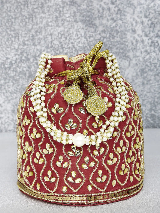 Chic Potli Bag for Fashion Brides - Maroon