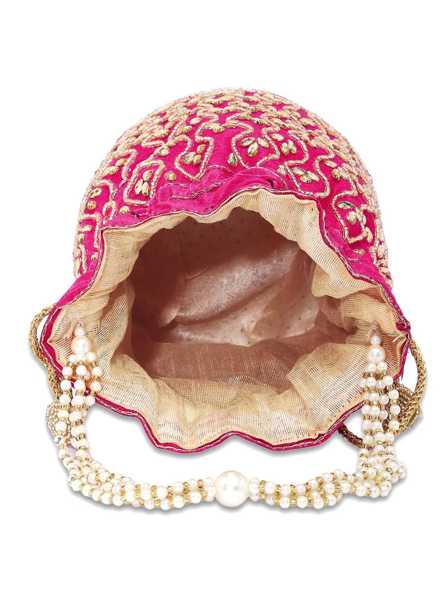 Chic Potli Bag for Fashion Brides - Rani Pink