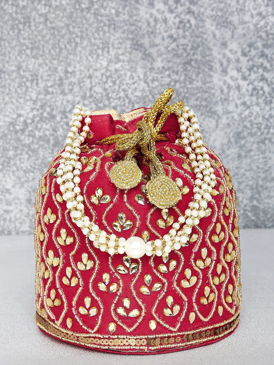 Chic Potli Bag for Fashion Brides - Red