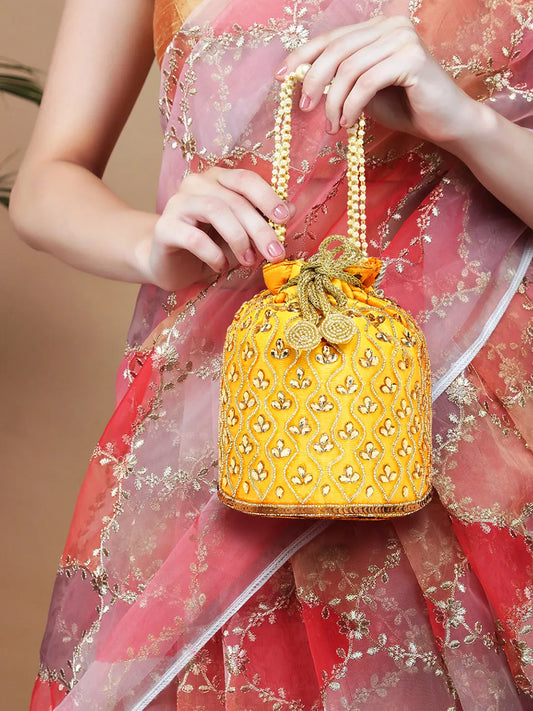Chic Potli Bag for Fashion Brides - Yellow